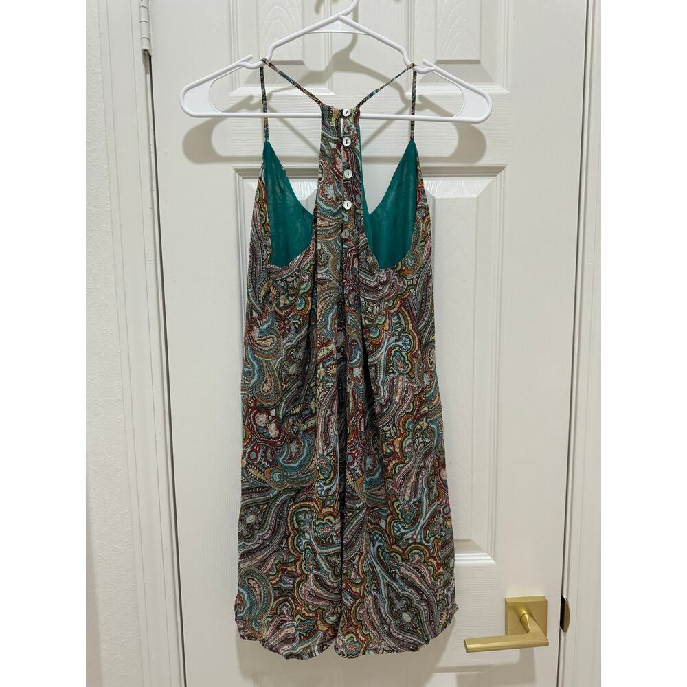 Y2K Lucy Love Multicolored Paisley Print Strappy Mini Shift Dress Women's Medium - Picture 3 of 9